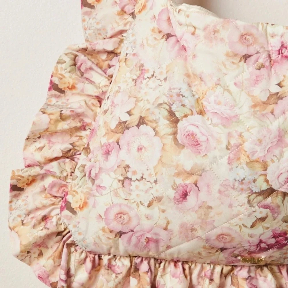 Free People Selkie Couch Cushion Bag Tote Shoulder Pammy Ivory Pink Floral - Picture 5 of 7